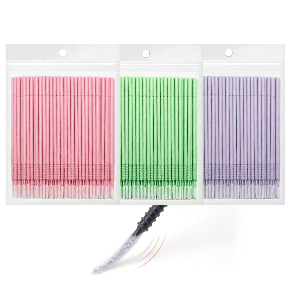 Eyelash Extension Repair - ไม้พันสำลีทำความสะอาดขนตาปลอม 500 ชิ้น ปลายยาว/สั้น สำหรับลอกกาวต่อขนตา แปรงขนาดเล็กสำหรับแต่งหน้า