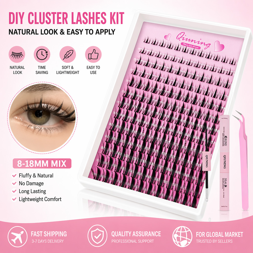 Eyelash Extension Wet Look - ชุดขนตาปลอม QIUNING Lash Clusters Manga Lash