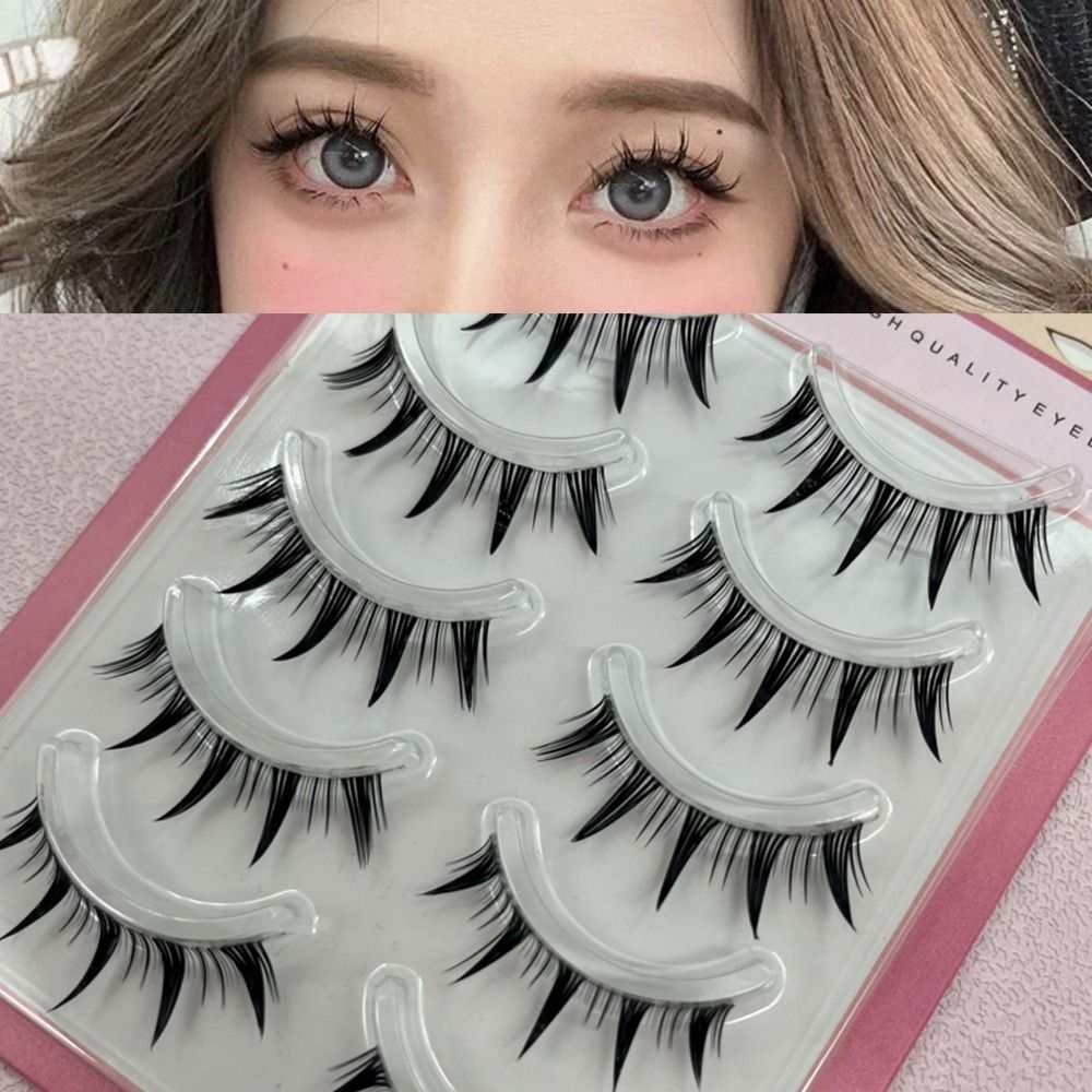 Eyelash Extension Wet Look - 5 คู่แพ็คญี่ปุ่นคอสเพลย์ขนตาปลอม Faux Mink หนาเปียก Spiky
